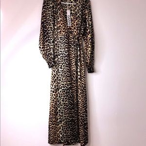 NWT Ganni leopard satin stretch dress size 8